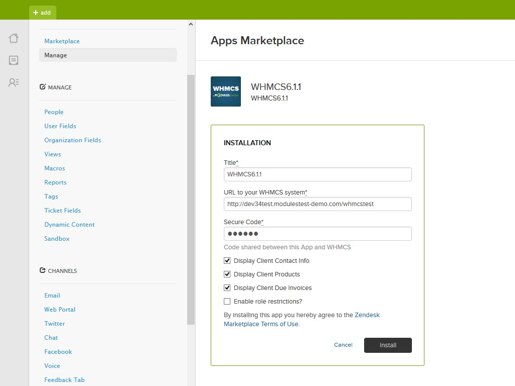 WHMCS primary marketing image — Agent Productivity app on the Zendesk Marketplace